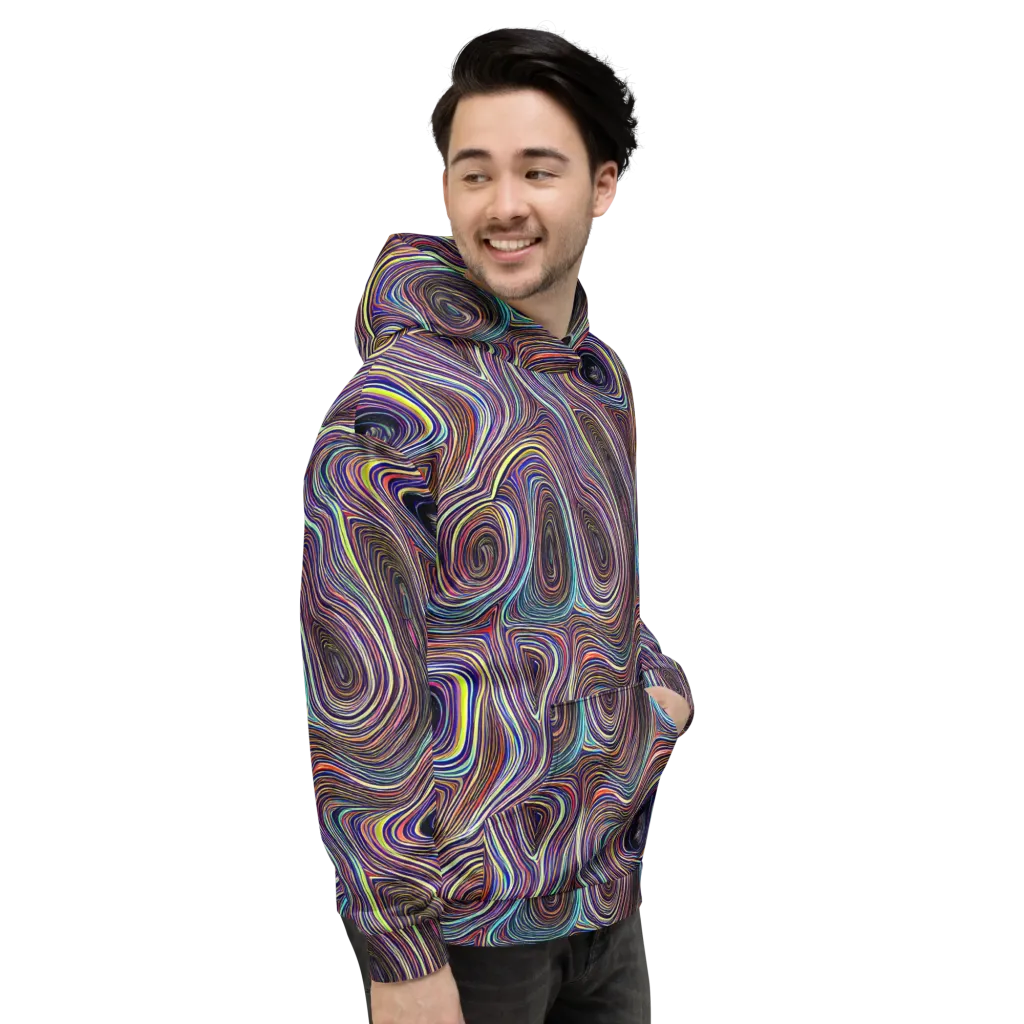 Neon Topography on Hoodie — Right