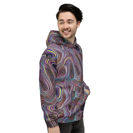 Neon Topography on a Hoodie