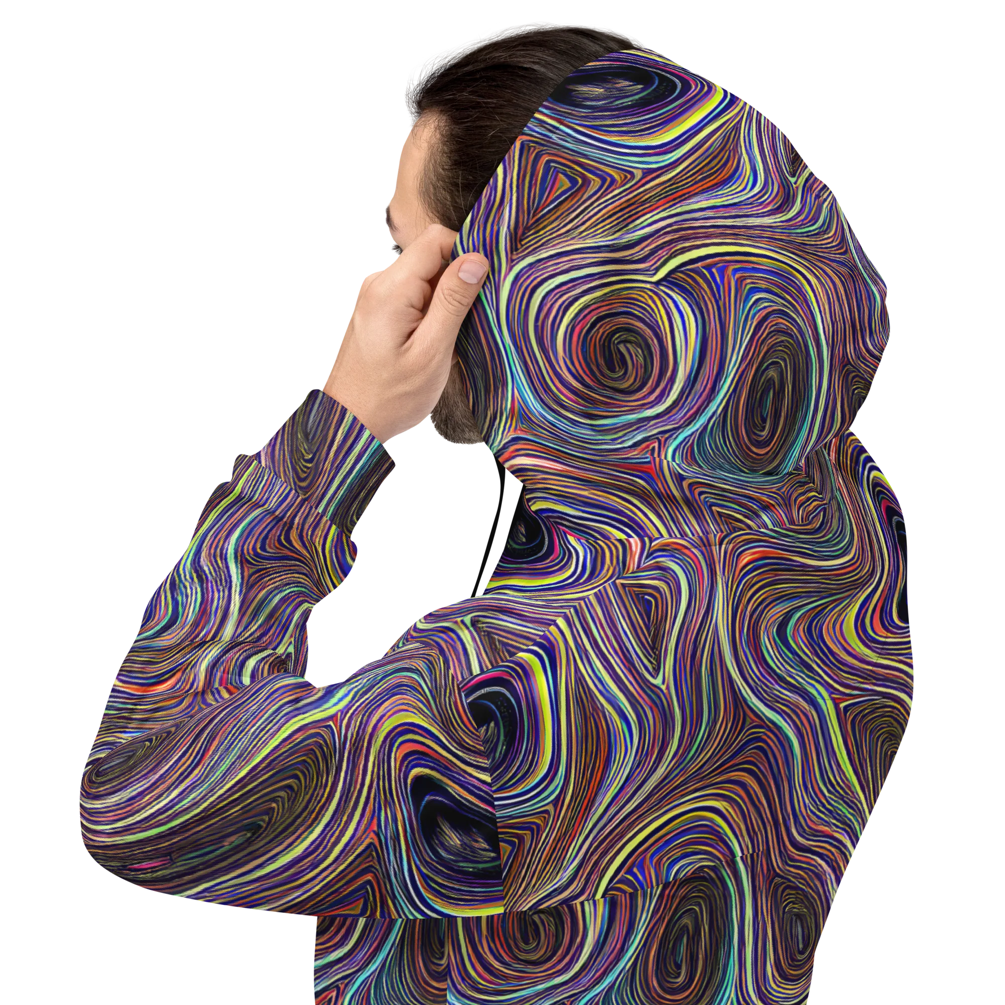 Neon Topography on Hoodie — Back