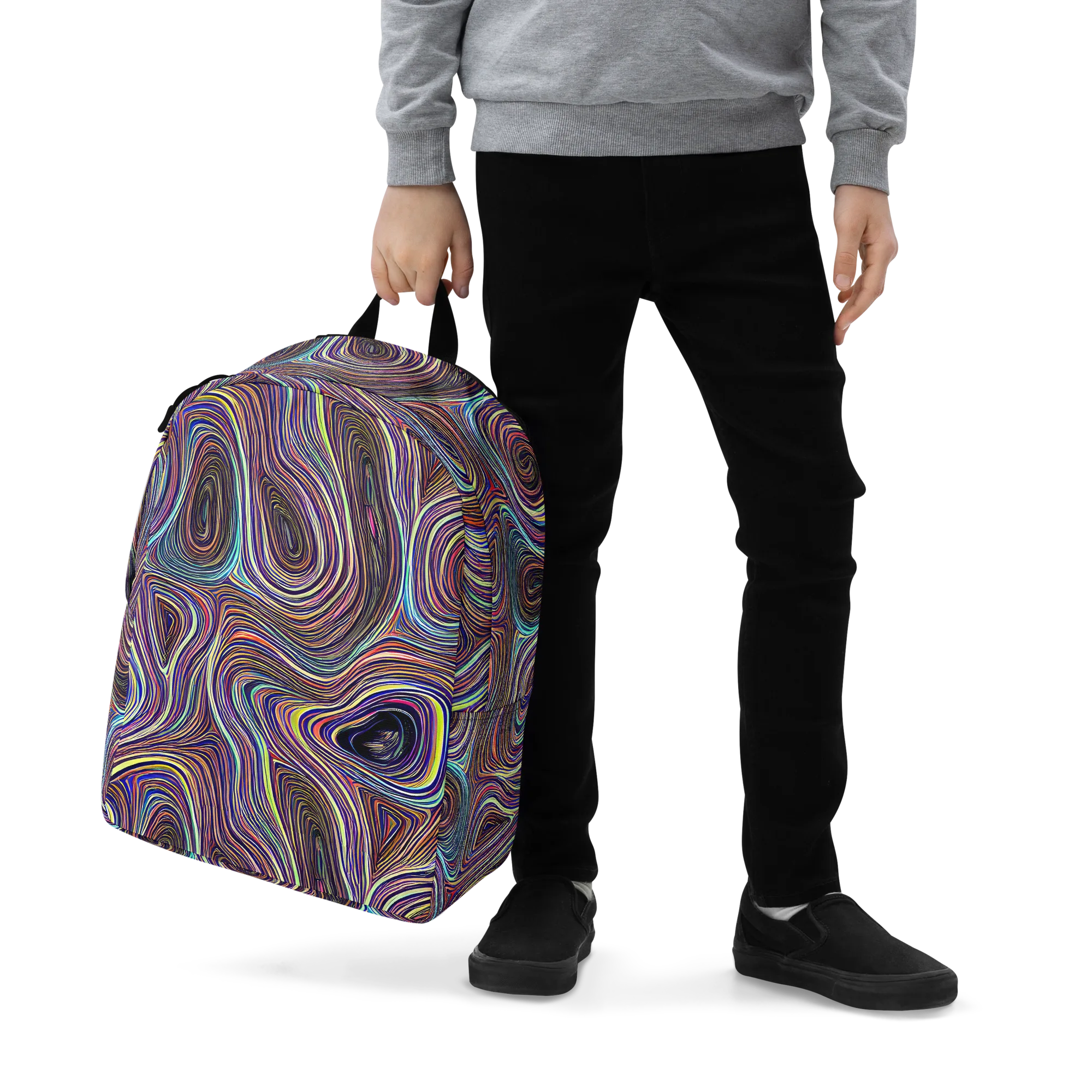 Neon Topography on Minimalist Backpack — Zoomed-in
