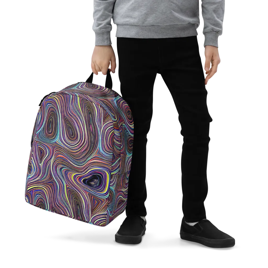 Neon Topography on Minimalist Backpack — Zoomed-in