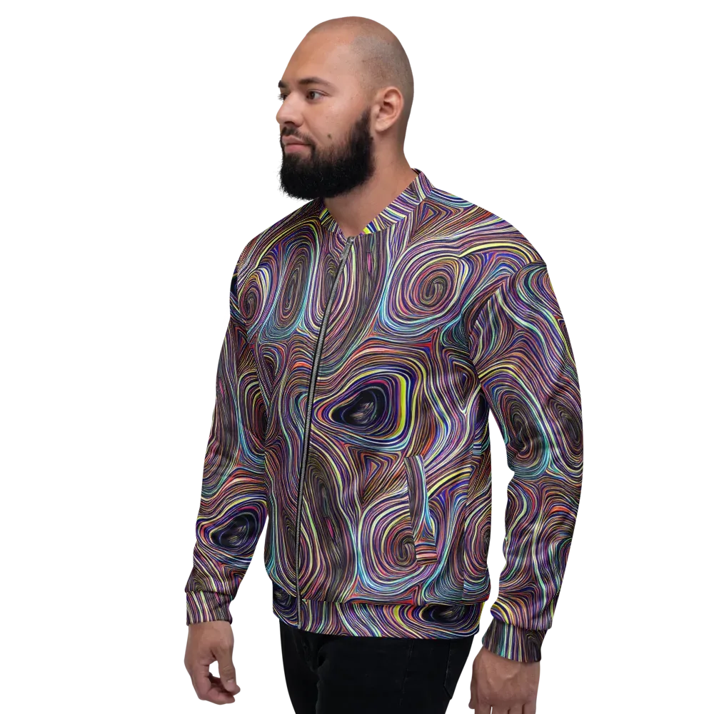 Neon Topography on Bomber Jacket — Left