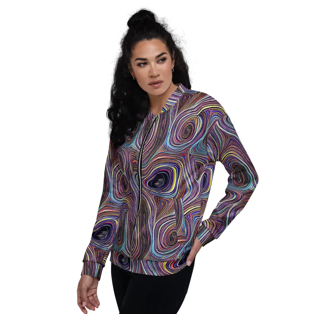 Neon Topography on Bomber Jacket — Left