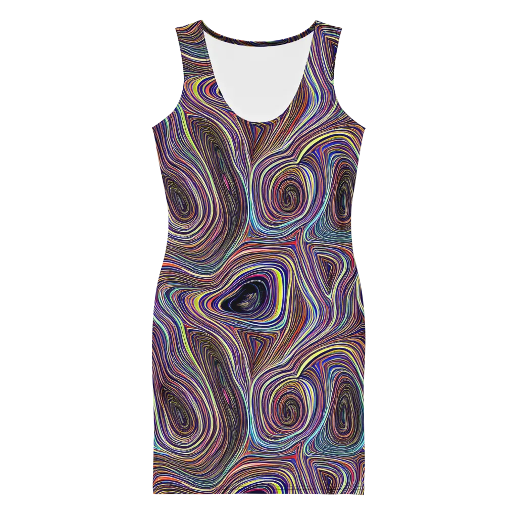 Neon Topography on Bodycon Dress — Front