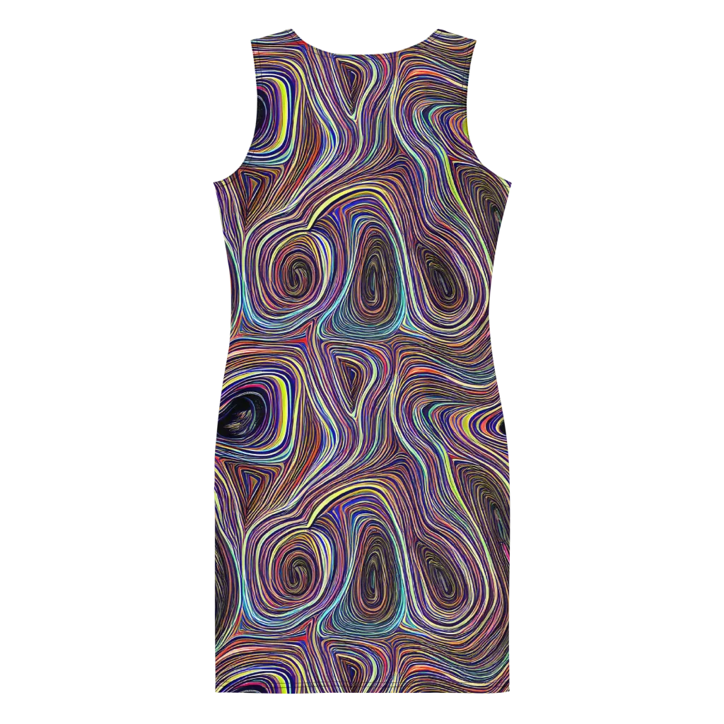 Neon Topography on Bodycon Dress — Back