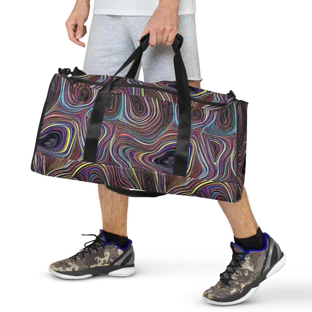 Neon Topography on Duffle Bag — Front