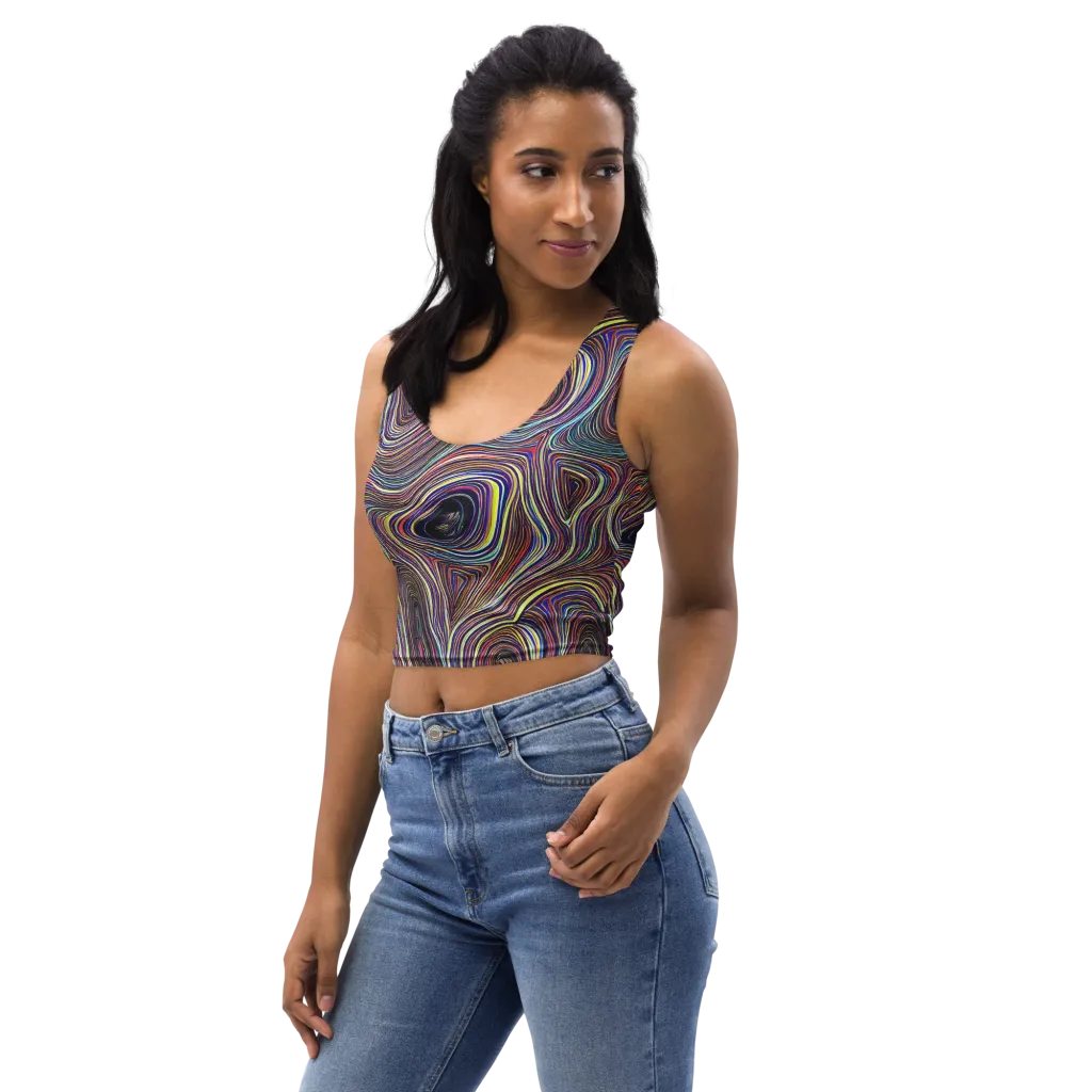 Neon Topography on Crop Top — Left Front