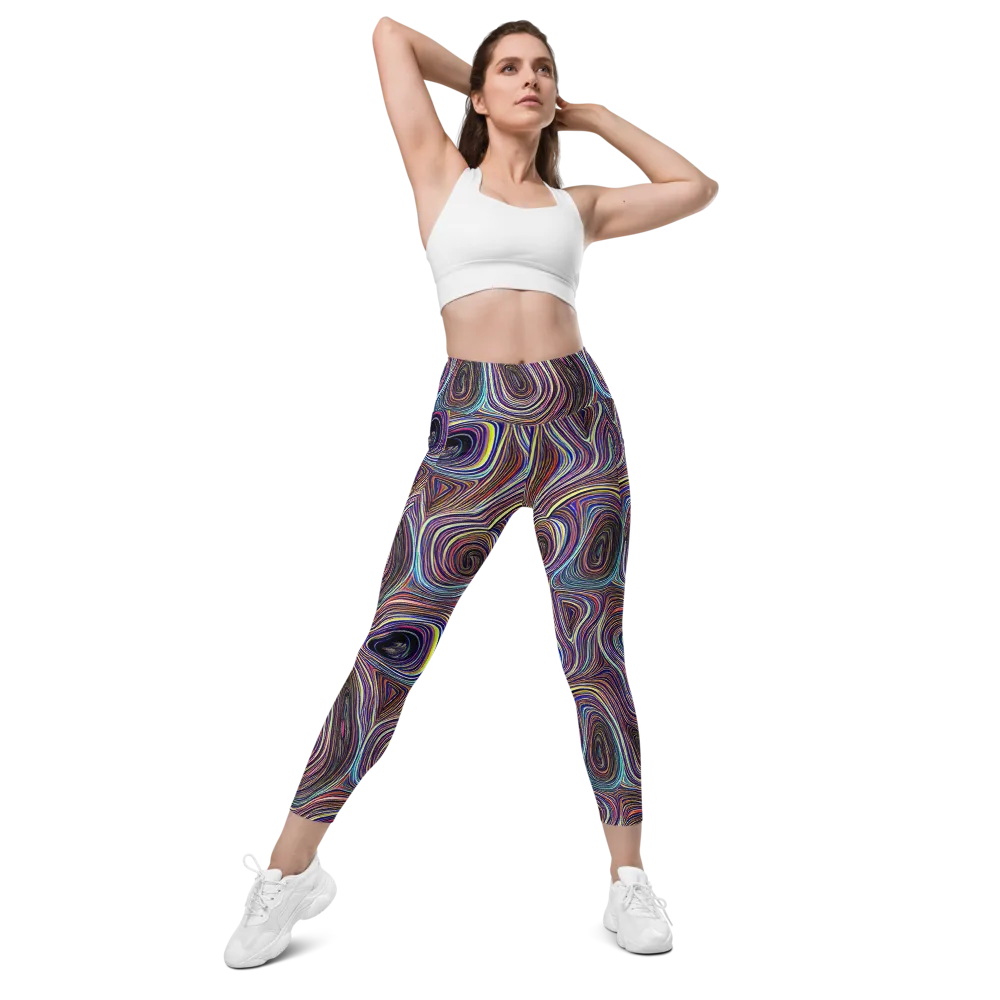 Neon Topography on Leggings with Pockets — Front