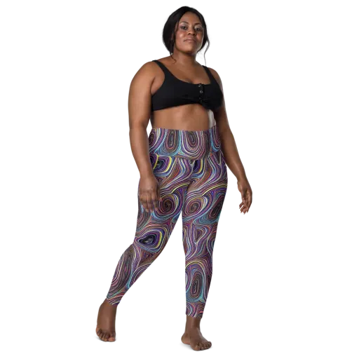Neon Topography on a Leggings with Pockets