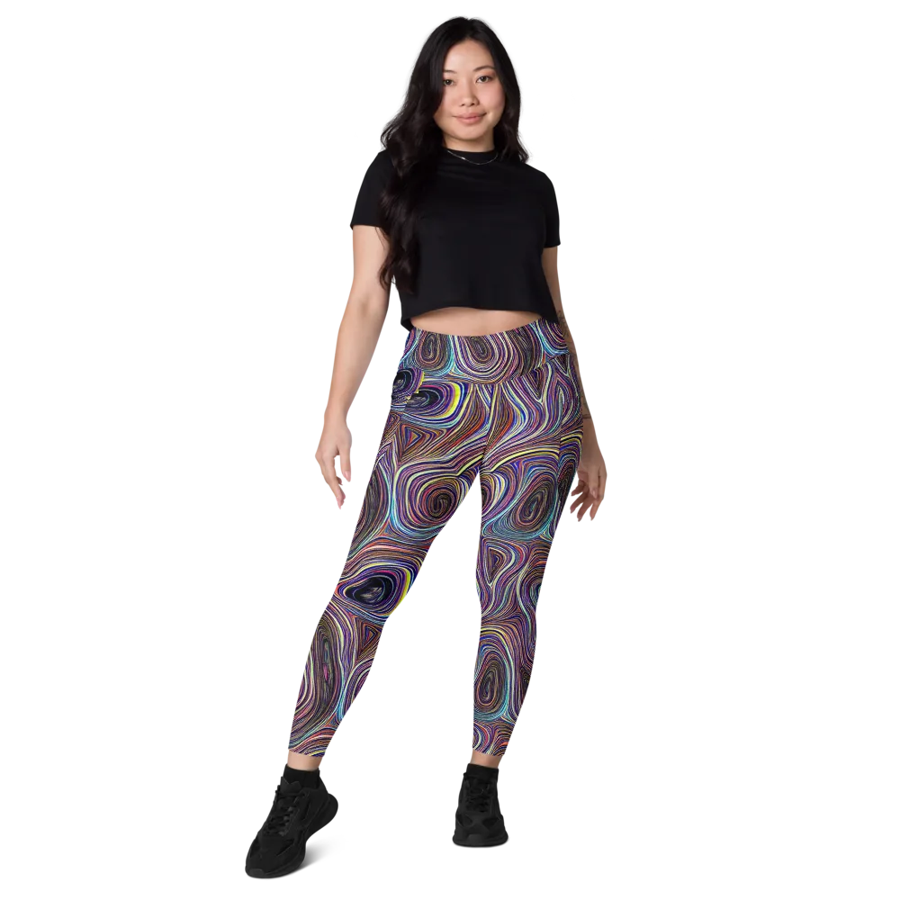 Neon Topography on Leggings with Pockets — Front