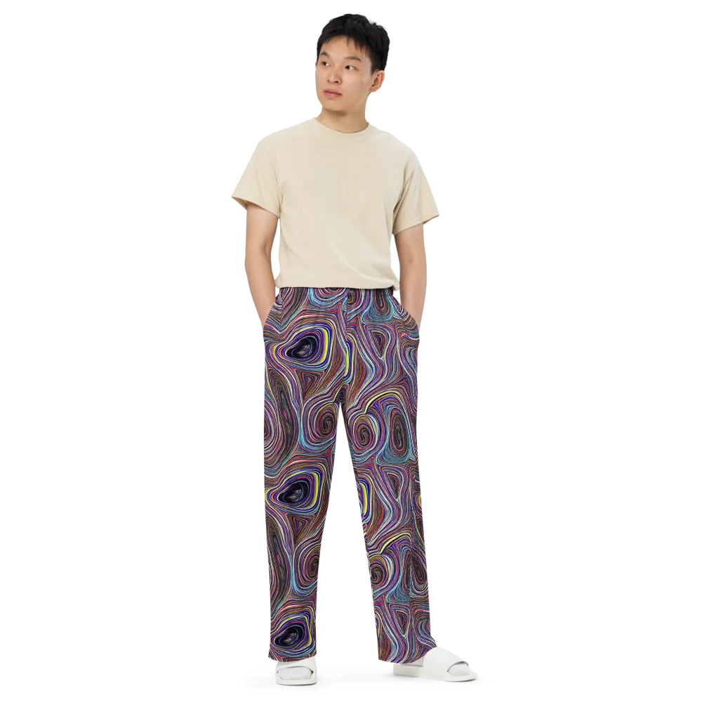 Neon Topography on Wide-Leg Pants — Front