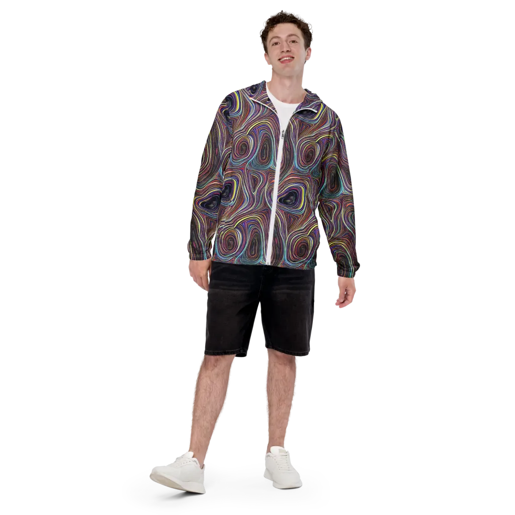 Neon Topography on Men's Windbreaker — Front