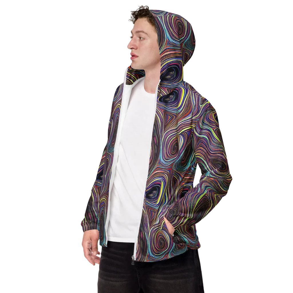 Neon Topography on Men's Windbreaker — Left Front