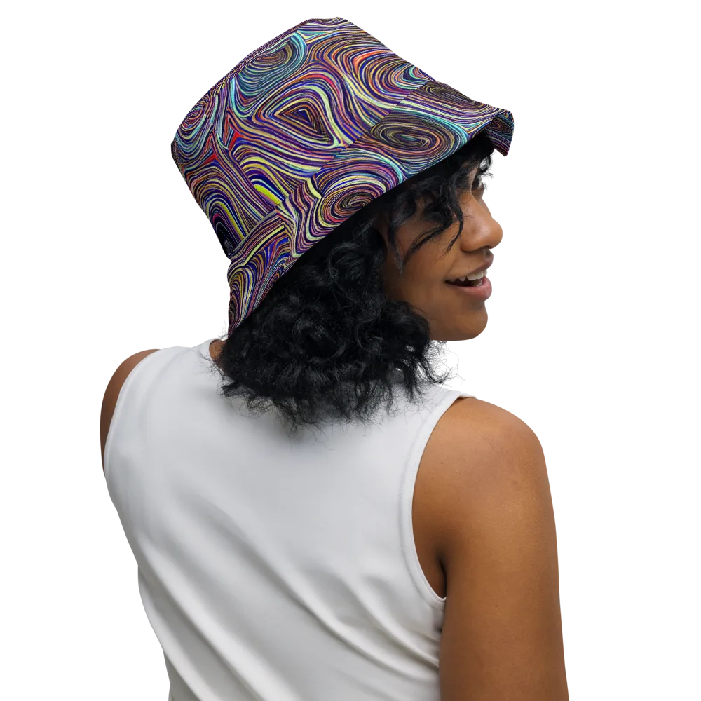 Neon Topography on Reversible Bucket Hat — Right Outside