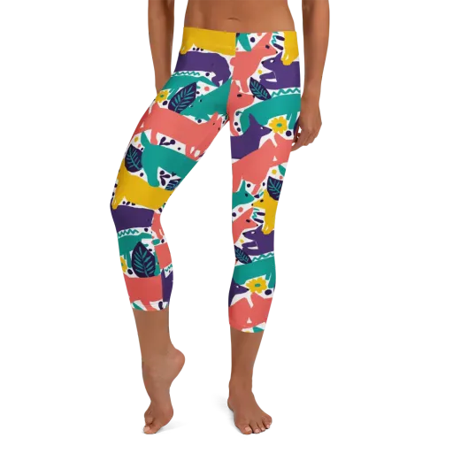 Wildlife Parade on a Capri Leggings