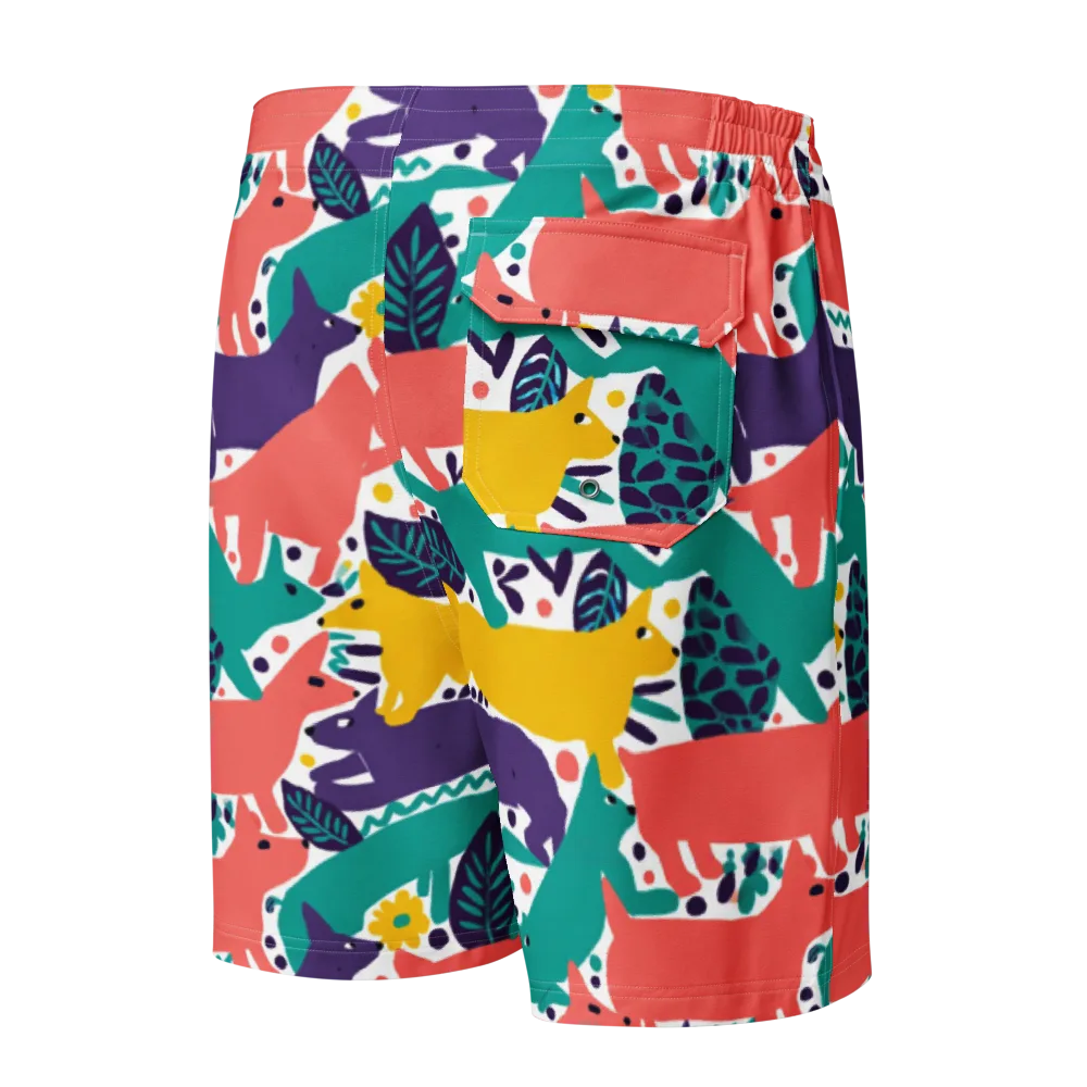 Wildlife Parade on Men's Board Shorts — Back
