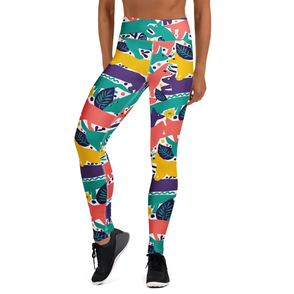 Wildlife Parade on Yoga Leggings — Front