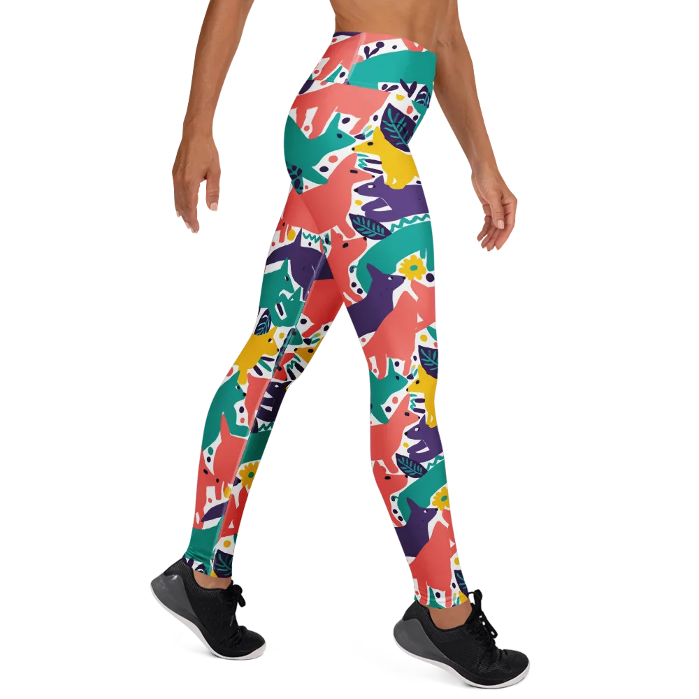 Wildlife Parade on Yoga Leggings — Right