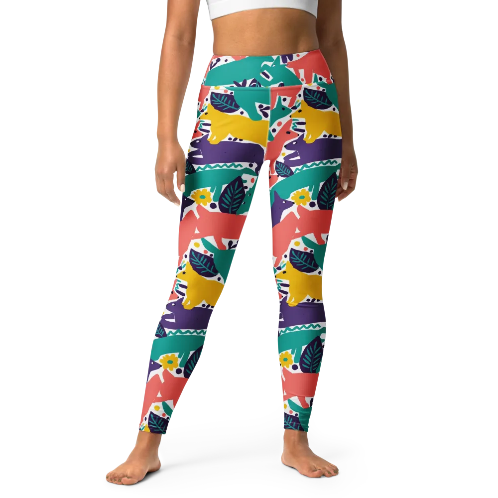 Wildlife Parade on Yoga Leggings — Front