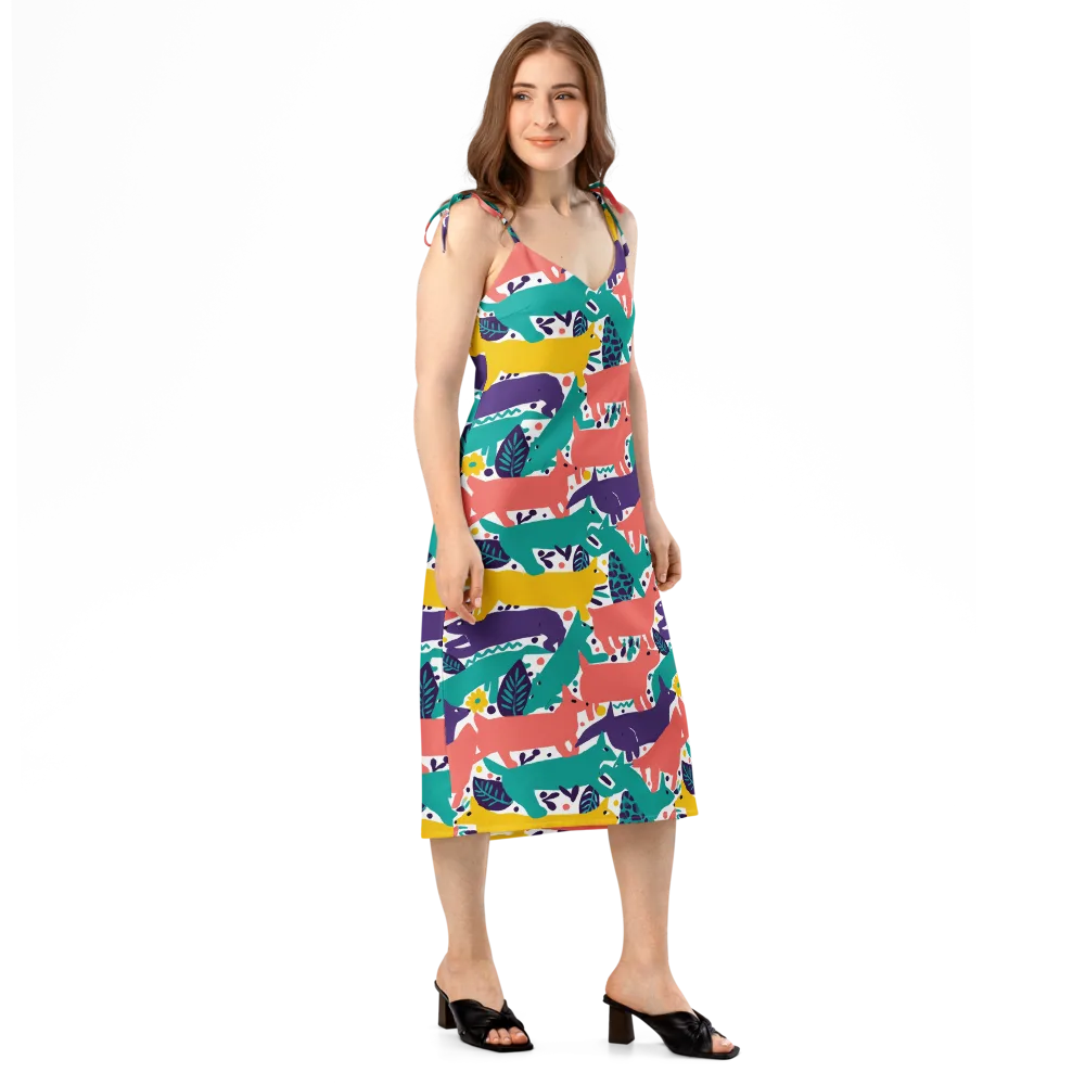 Wildlife Parade on Slip Dress — Right Front