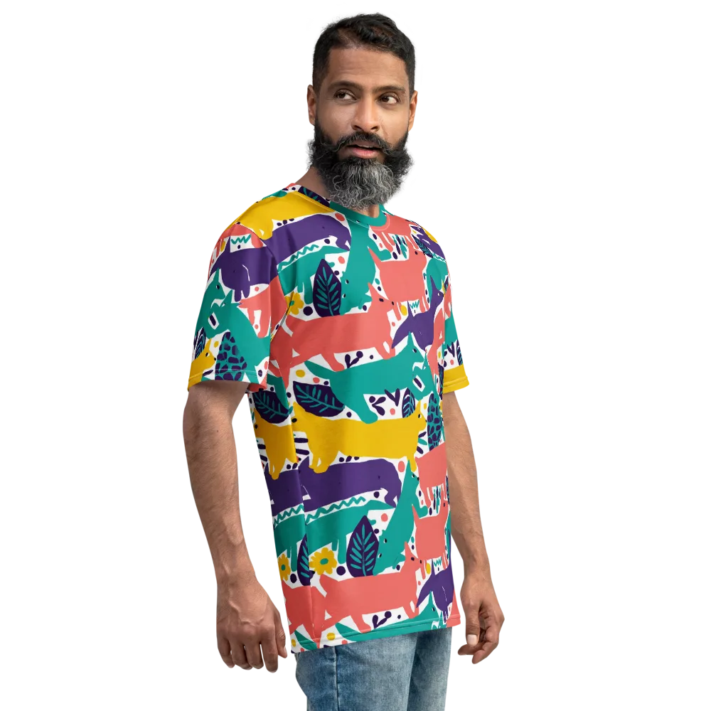 Wildlife Parade on Men's Crew Neck T-Shirt — Right