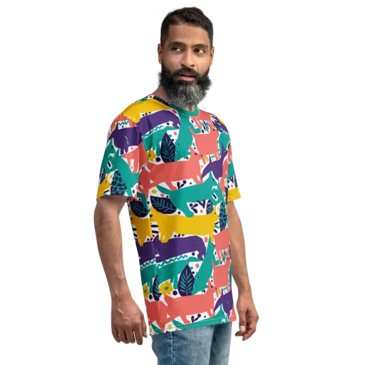 Wildlife Parade on a Men's Crew Neck T-Shirt
