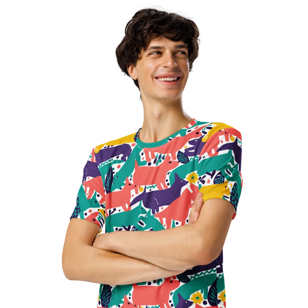 Wildlife Parade on Men's Crew Neck T-Shirt — Left Front