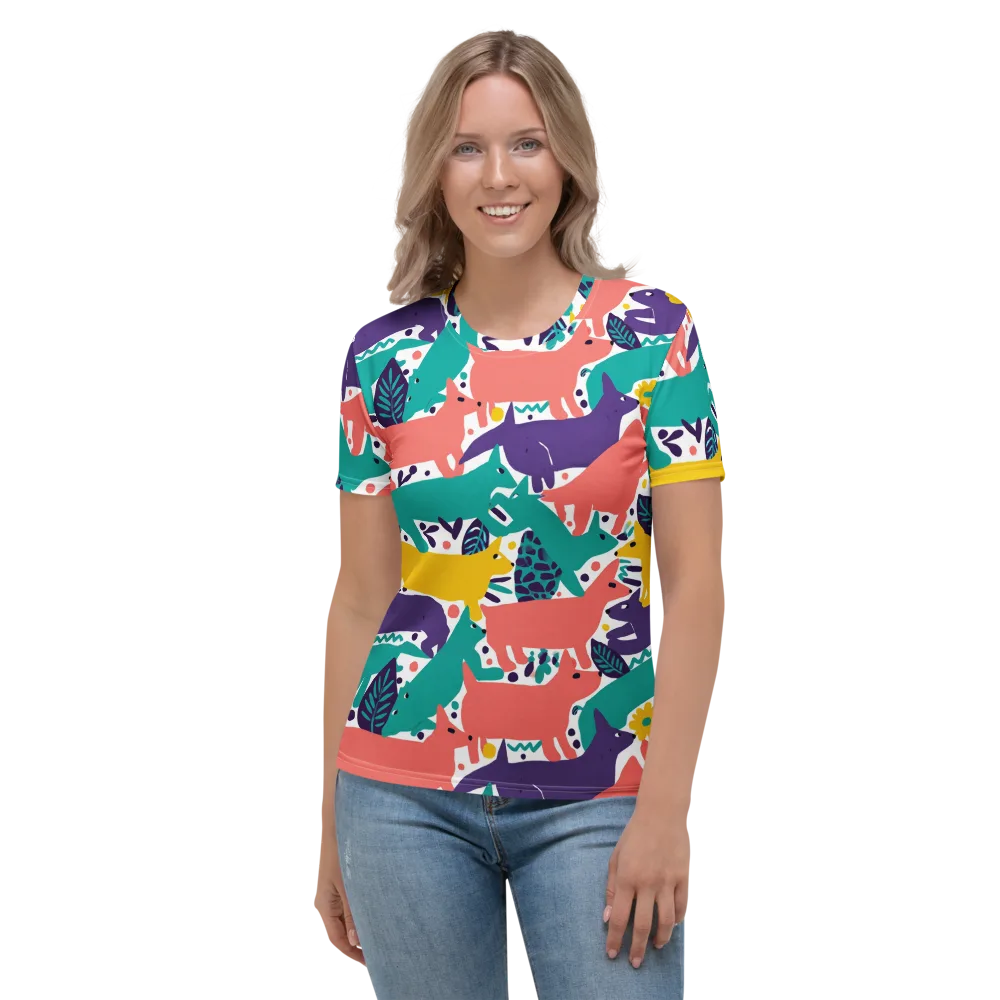 Wildlife Parade on Women's Crew Neck T-Shirt — Front