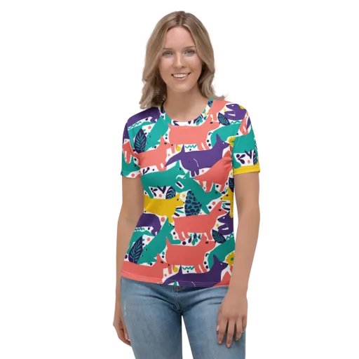 Wildlife Parade on a Women's Crew Neck T-Shirt