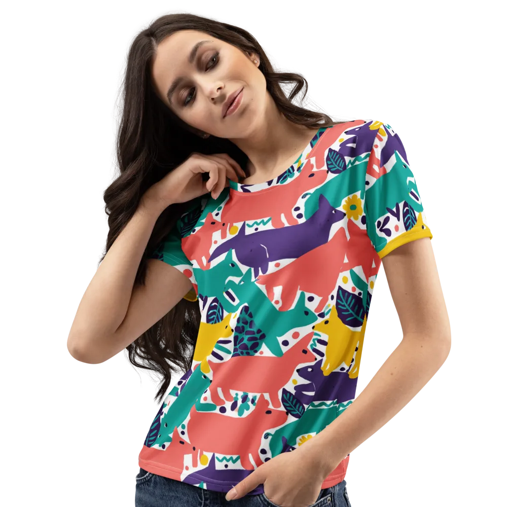 Wildlife Parade on Women's Crew Neck T-Shirt — Left Front