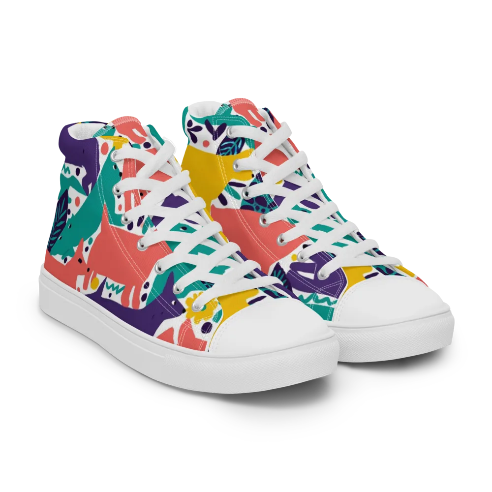 Wildlife Parade on Women's High Top Canvas Shoes — Right Front