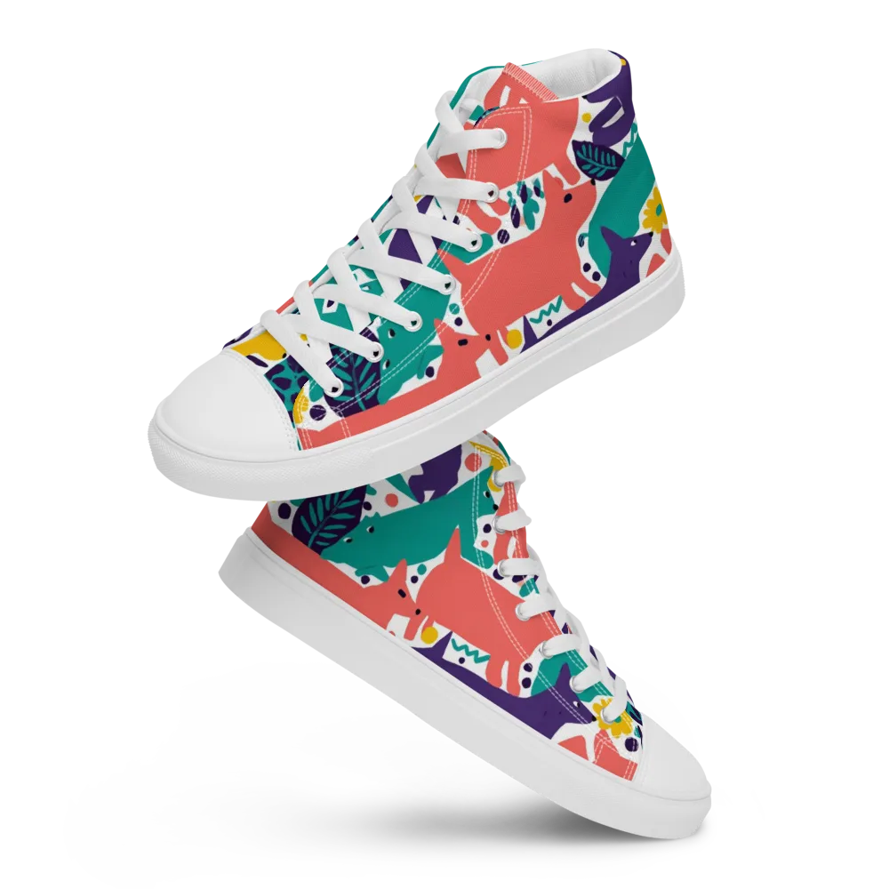 Wildlife Parade on Women's High Top Canvas Shoes — Front