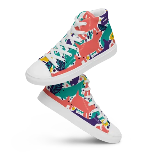 Wildlife Parade on a Women's High Top Canvas Shoes