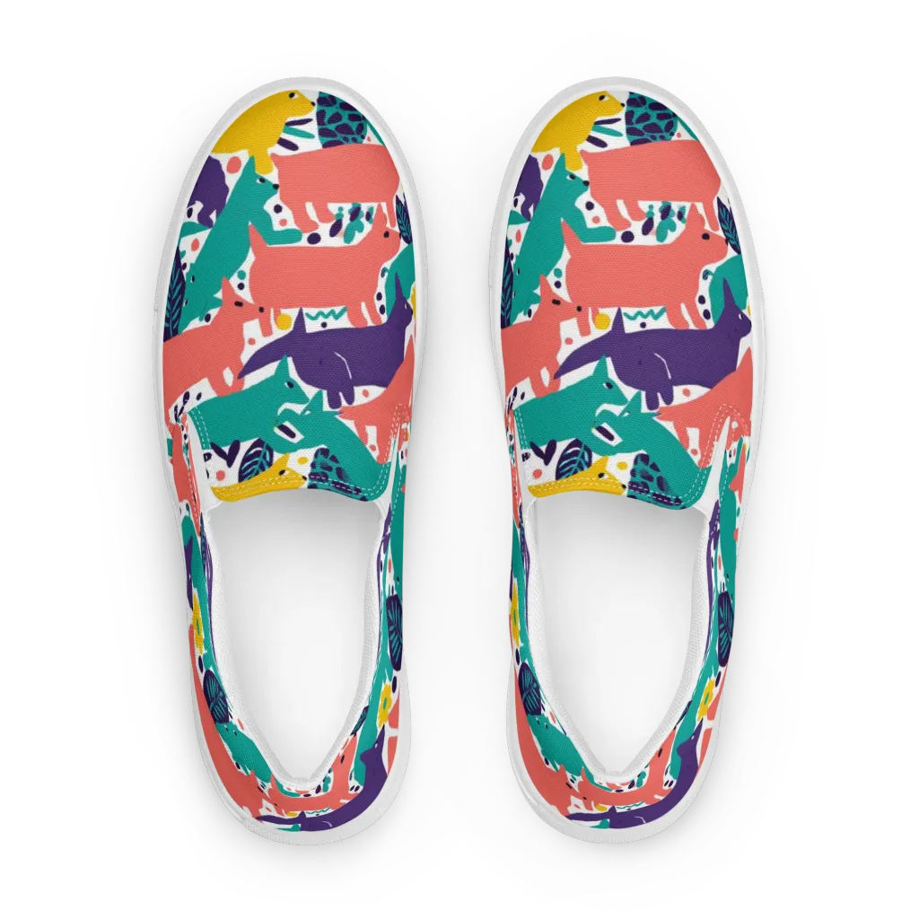 Wildlife Parade on Men's Slip-On Canvas Shoes — Front