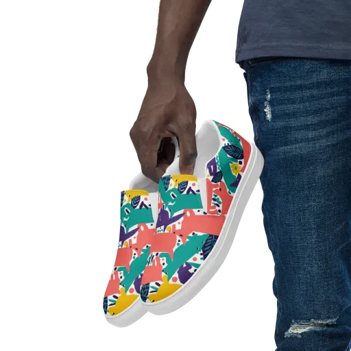 Wildlife Parade on a Men's Slip-On Canvas Shoes
