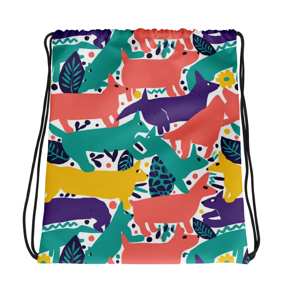 Wildlife Parade on Drawstring Bag — Photo