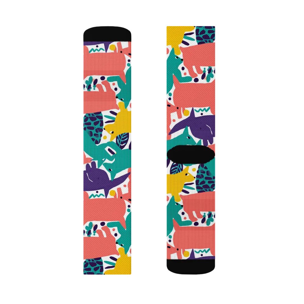 Wildlife Parade on Socks — Left Sock