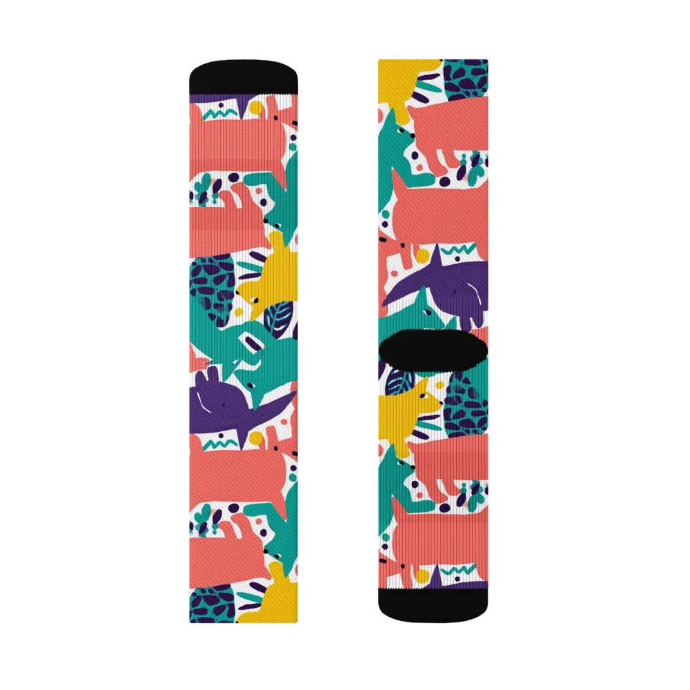 Wildlife Parade on Socks — Right Sock