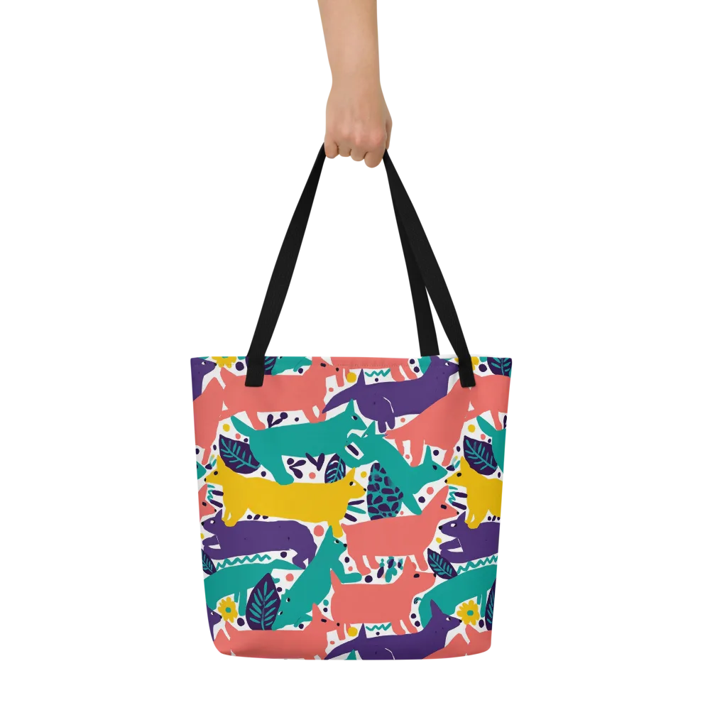 Wildlife Parade on Large Tote Bag W/ Pocket — Front