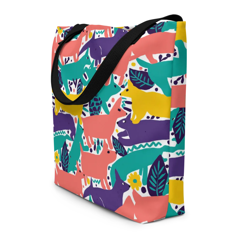 Wildlife Parade on Large Tote Bag W/ Pocket — Front