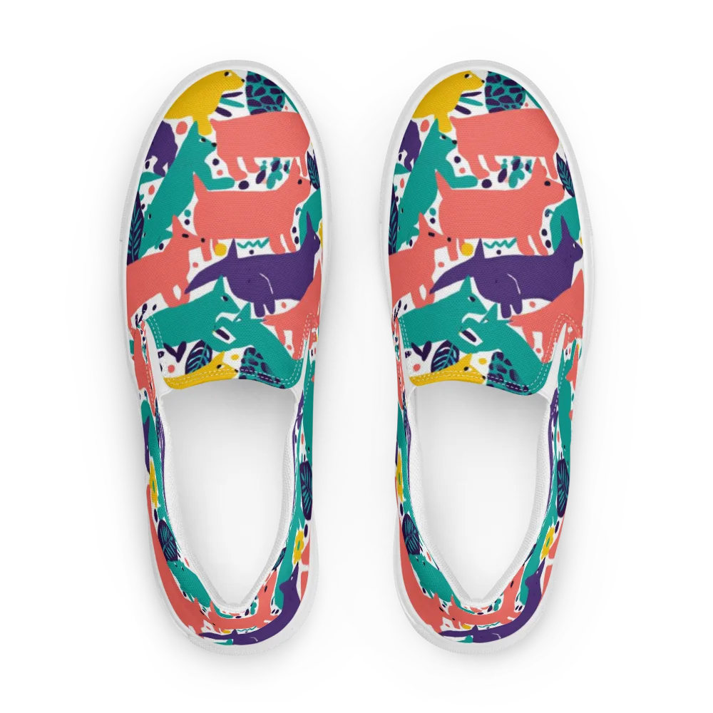 Wildlife Parade on Women's Slip-On Canvas Shoes — Front