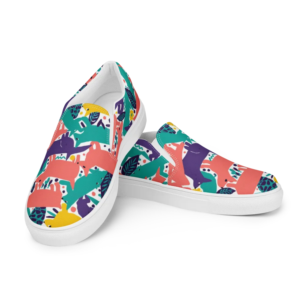 Wildlife Parade on Women's Slip-On Canvas Shoes — Left Front