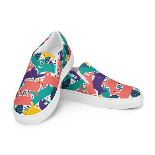 Wildlife Parade on a Women's Slip-On Canvas Shoes