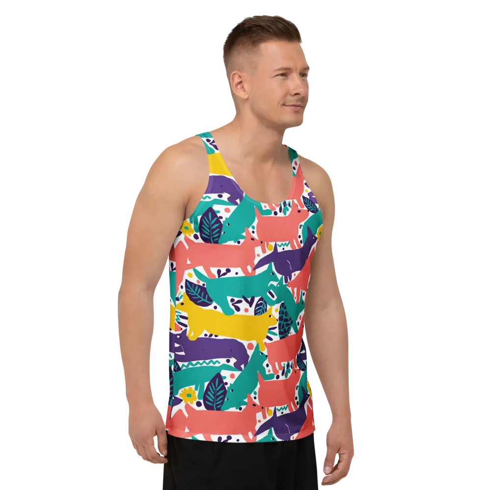 Wildlife Parade on Men's Tank Top — Right Front