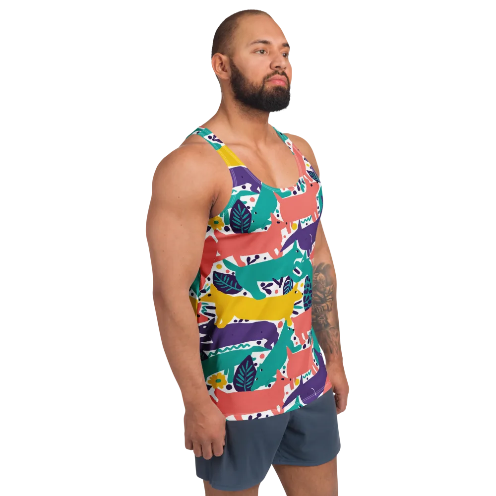 Wildlife Parade on Men's Tank Top — Right Front
