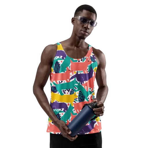 Wildlife Parade on a Men's Tank Top
