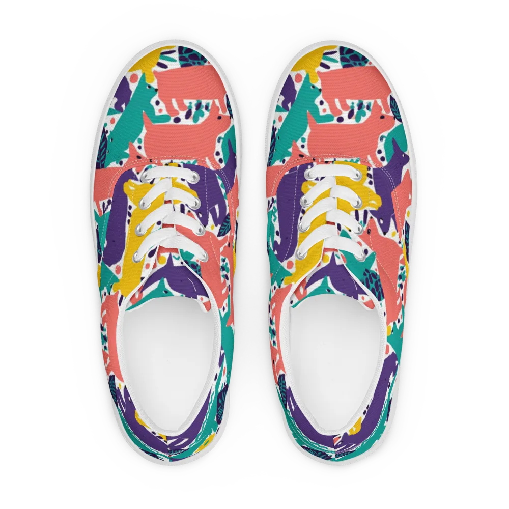 Wildlife Parade on Men's Lace-Up Canvas Shoes — Front
