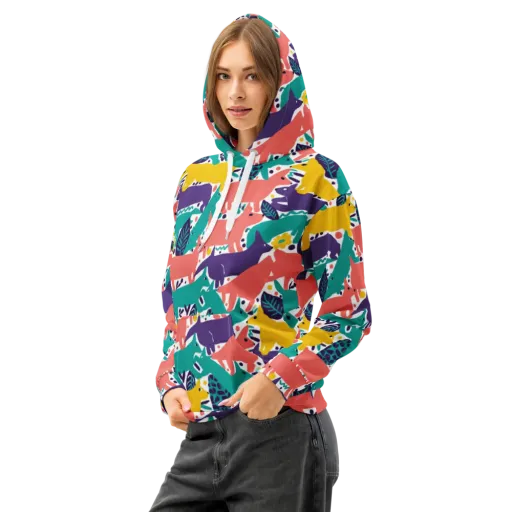 Wildlife Parade on a Cotton Hoodie