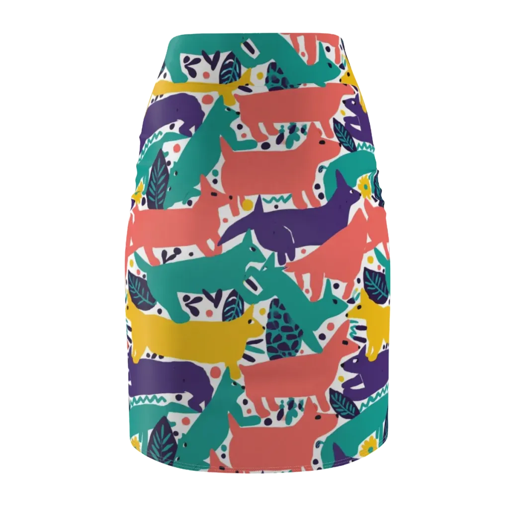 Wildlife Parade on Pencil Skirt — Back