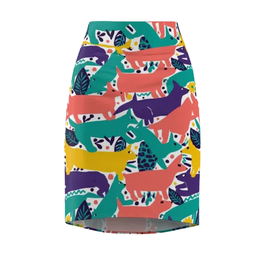 Wildlife Parade on a Pencil Skirt